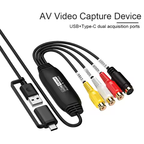 USB Type C TV DVD VCR AV Video Audio Capture Card VHS to Digital Converter AV Grabber Capture Record