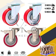 HEAVY DUTY CASTER WHEELS FULL BRAKE WHEELS SET 4 PC IRON