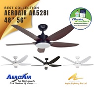 FREE DELIVERY Aeroair Ceiling Fan with Light DC Motor AA528i 5 Blades 48" 56" Wood Color Blade