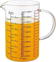 Ackers BORO3.3 Glass Measuring Cup-[Insulated handle | V-Shaped Spout]-Made of High Borosilicate Gla
