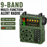 9-Band AM/FM/SW Emergency Radio, Retro Portable Radio, Rechargeable Outdoor Radio With SOS Alarm, US