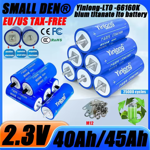Yinlong 6pcs 2.3V 40AH 45Ah 66160 LTO lithium battery titanium 10C discharge DIY 12V 24V car audio s