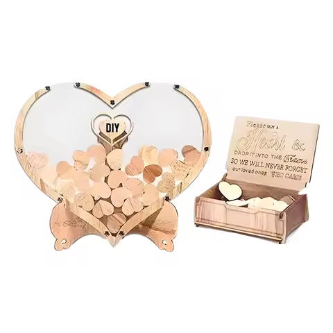 Heart Shaped Frame Wooden Love Signature Guest Book Rustic Drop Box With Heart Tags Wedding Birthday