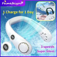 neck fan cooler bladeless fan rechargeable usb Wireless portable soft silicone neck aircond Hands Fr