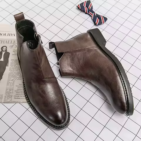 Men's Genuine Leather Boots Classic Ankle Boots Winter Business Short Boots Men's Casual Boots Point