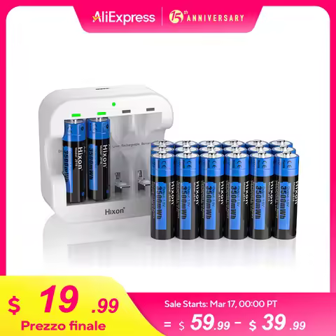 Hixon AA Li-ion Rechargeable Batteries 1.5V High Capacity of 3500mWh Super Durable, Good Energy Stor