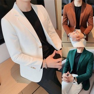 เสื้อเบลเซอร์ชุดย้อนยุคชุดธุรกิจลำลองแบบบางสไตล์เกาหลีผู้ชาย