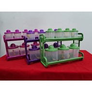 Mercury Spice Rack, 2 Layer Plastic Spice Holder, 7 Kitchen Set Containers