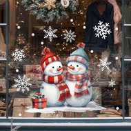 Cartoon Cute Christmas Snowman Window Stickers Self-Adhesive Wall Stickers Double-Sided Visual Windo