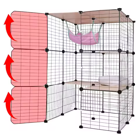 3-Tier Detachable Cat Cage W/ Hammock & Bed Cats Wire Kennel Crate Ideal Large Exercise Place Ideal 