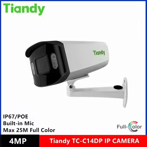 Tiandy brand TC-C14DP 4MP POE build in MIC IP67 build in 4 Warm light 24 hours full Color video ip C