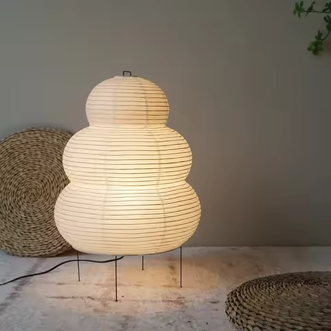 Japanese Design Akari Noguchi Yong Table Lamp White Rice Paper Decorative Desk Lights for Bedroom Li