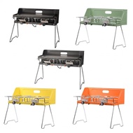 ☈Outdoor Folding Portable Camp Gas Stove Double Burner With Foldable Legs Stand Windscreen For O ≈✲