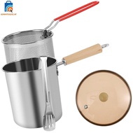 Deep Fryer Pot Set 304 Stainless Steel Deep Fryer Pan with Strainer Basket Food Clip Lid 3L Chip Fry
