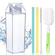 17oz Milk Carton Water Bottle Clear Milk Bottles Transparent Drinking Cup Reusable Creative Eco Leak