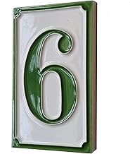 House Numbers Hand-painted Italian Ceramic Numbers Tiles Simple Green Design, Tile Size: 11cm x 7cm 