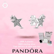 （57）Trendy S925 Sterling Silver Sparkling Asymmetric Stars Stud Earrings for Any Occasion