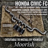 Honda Civic FC Type R Exhaust FK7 FK8 Ekzos Stainless Steel Racing Ekzos Akrapovic Exhaust Tips Muffler