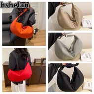 HSHELAN Commuting Bag, Solid Color Large Capacity Dumpling Bag, Simple Lightweight Dumpling Shape Underarm Bag Students