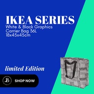 IKEA Limited Edition White &amp; Black Graphics Carrier Tote Bag (36L)