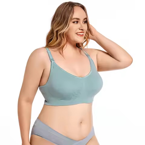 Plus Size Wireless Maternity Bra Front Open Gather Together Prevent Sagging Seamless 3D Breathable C
