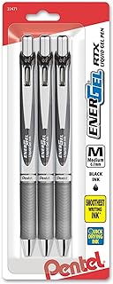 Pentel EnerGel Deluxe RTX Gel Ink Pens, 0.7 Millimeter Metal Tip, Black Ink, 3 Packs (BL77BP3A)