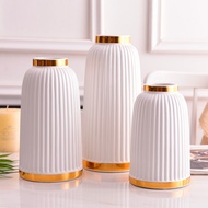 Polo White Gold Ceramic Vase/Luxury Gold Ceramic Flower Vase