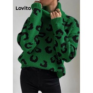 Lovito Casual Leopard Pattern Sweater for Women Lovito Sweater
