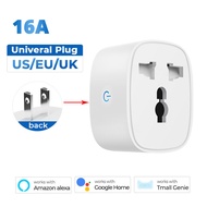 Wifi Smart Socket Us To Eu Uk Plug Tuya Power Monitor 16A Universal Plug Support App Remote Control 