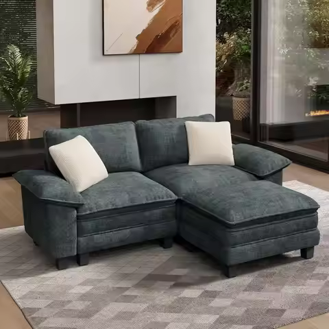 88" Modular Sectional Sofa, L Shaped Couches for Living Room, Comfy Cloud Couch with Ottoman, 3-Seat