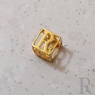 Populer Liontin Emas Kadar 875 Huruf R Cube Liontin Emas Mata Kalung Perhiasan Emas Wanita Gold Pendant Box