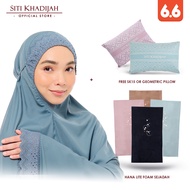 [6.6] Siti Khadijah Telekung Signature Camellia in Ash Blue + Hana Lite Foam Sejadah + Free Sk Pillow