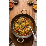 Indian style Iron Kadai wok for deep frying/ heavy weight pure iron cast kadai fry pan with handle