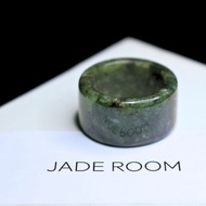 Dark Green Jade Ring Glass Material Pipe Shape size 58-59 mm