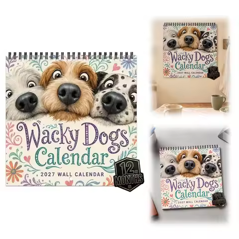 2027 Calendar - 12 Month Dog Wall Calendar 2027 January 2027 - December 2027, 21 x 21cm, Thick & Stu
