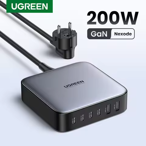 UGREEN 200W GaN Charger Desktop Laptop Fast Charger 6 in 1 Adapter For iPhone 17 16 Pro Xiaomi Samsu