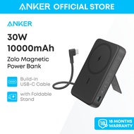 Anker by Zolo Power Bank 30W Wireless  Magnetic 10,000mAh Portable Power with Build in Cable-A1685
