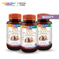 Exp May 2025 [Bundle of 3] Holistic Way Premium Deer Placenta Fresh 9,000mg, with Grape Seed Extract and Grape Seed Oil (60 Softgels per bottle)