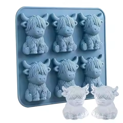 new Silicone Ice Tray 6 Cavity Cow Shaped Making Tool Ice Molds For Whiskey For Cocktails Bourbon Te