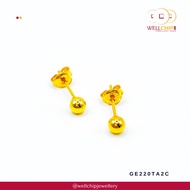 WELL CHIP Studs Earrings - 916 Gold/Anting-anting Kancing - 916 Emas