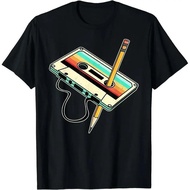 80s Cassette Pencil Retro T-Shirt - Women's Fashion