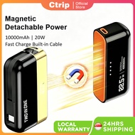 10000mAh Magnetic Power Bank Portable Charger Wireless Charger 22.5W Fast Charging with Built in Cab