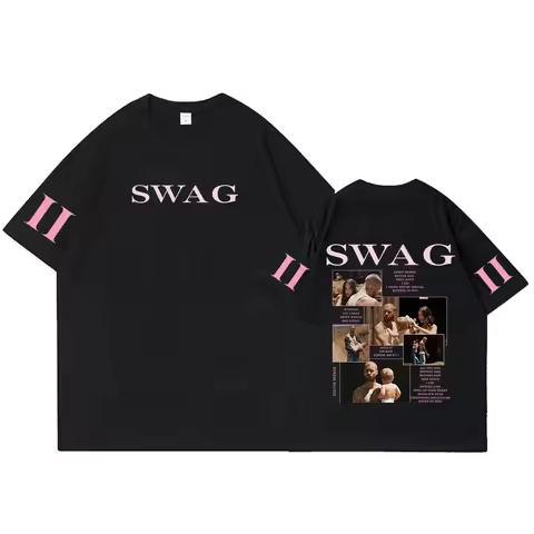 Justin Bieber SWAG II Album graphics 100%Cotton music Tshirt Men 2026 New Summer Hip hop unisex Shor