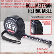 TOMBOL Ruler meter roll 7.5 meters long, material made of stainless steel, automatic lock in inch an