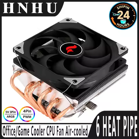 HNHU 120mm Fan 4pin/PWM Mute PC Horizontal CPU Cooler 6 Heat Pipe Air-cooled Compatible LGA115x 2011