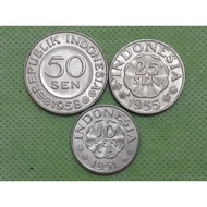 1951~1958 Indonesia 10.25.50sen Coins lot of 3