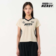 NERDY - Áo croptop nữ cổ bẻ tay ngắn Sporty Jersey PNEU24ST13-37