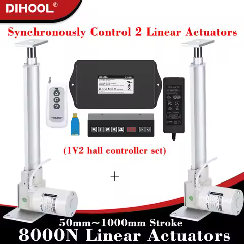8000N 2Pieces Linear Actuators with Synchronous Control Hall controller Set(1V2) 24V 50MM~1000MM Str