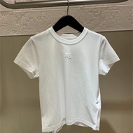 Alexander/Wang Chất lượng cao mềm AWT-Shirt Xuân Hè Mới in chữ cái màu trơn linh hoạt cổ tròn ngắn t