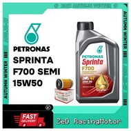 F700 15W50 Minyak Hitam Petronas Sprinta 4T Semi Oil Filter LC135 EX5 Y15 RSX150 RS150 Castrol Shell Motul Yamaha Honda